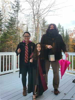 Family Winner: Julia as Hermione Granger with Harry Potter & Hagrid