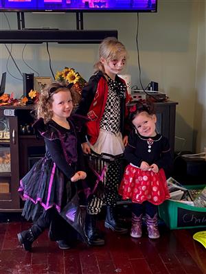 Lily as a Bat (left) and Gracie as Minnie Mouse (right)