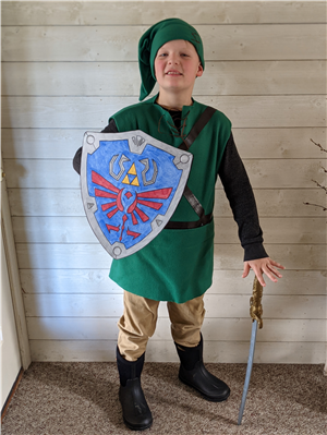 Lucas as Link from Zelda, Breath of the Wild with Hylian Shield
