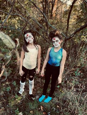 Taytum and Amelia as Zombie Gymnasts