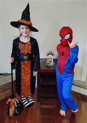 Ages 8-9: Aaron Pearson (right) as Spiderman