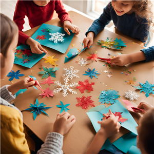 Kids doing snowflake craft