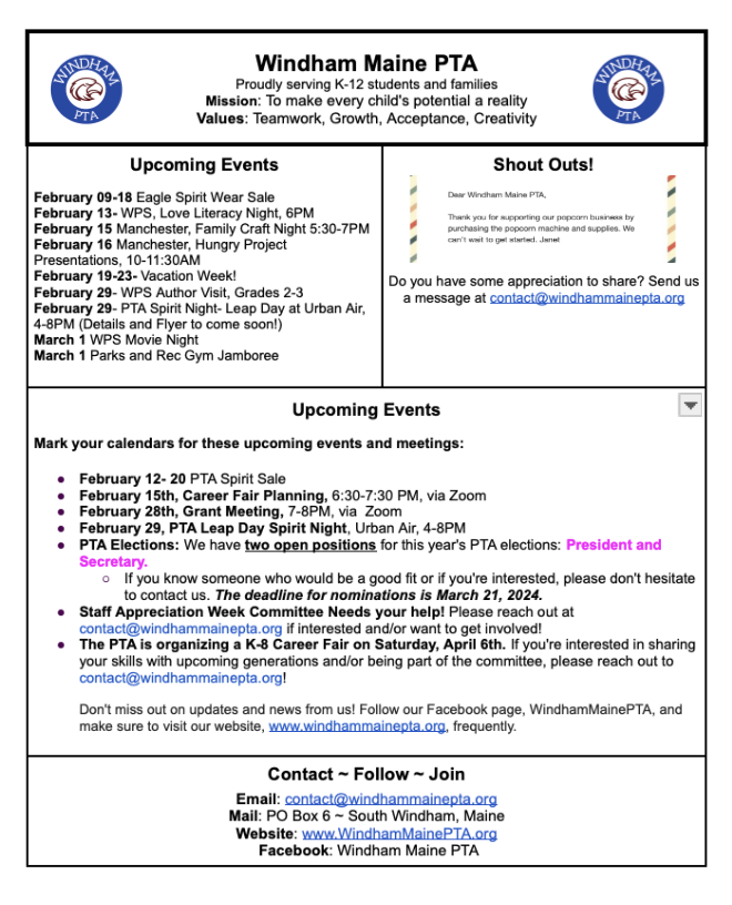 Windham Parks and Recreation Department Information